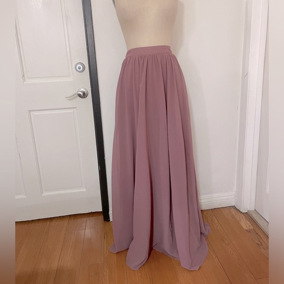 Windsor Maxi Prom Dust Pink Chiffon Organ Skirt Swing A-Line Skirt - Picture 2 of 9